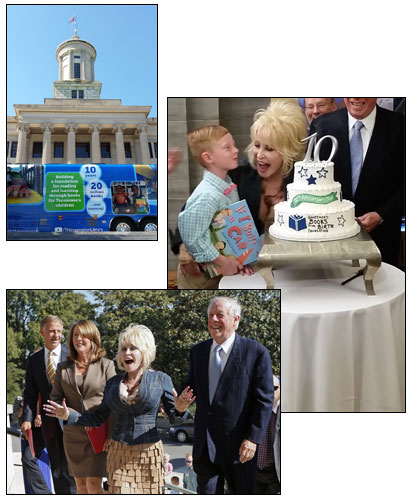 Dolly Parton with Gov. Haslam, book bus tour concludes 9-2014